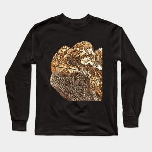 Cartoon Style Chameleon Black Outline Art Long Sleeve T-Shirt